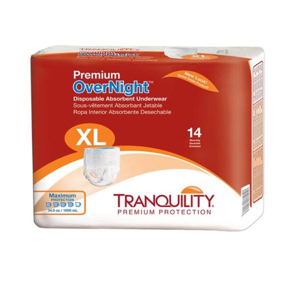 Underwear Tranquility Premium Adult Unsx XL 48-66 Hvy Odor Reduction White 56/Ca